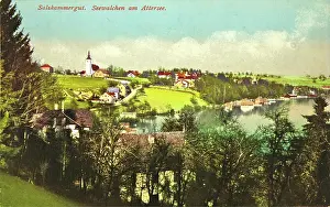 Seewalchen: Seewalchen at the Lake Attersee. View from the west to