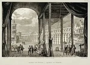 Infrastructures: Segovia. The Acqueduct, 19th c. Engraving. SPAIN