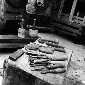 Chisels: Selection of chisels in Henry Moore's studio at Perry Green