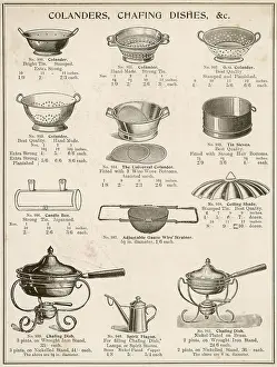 Strainer: A selection of colanders, chafing dishes, etc