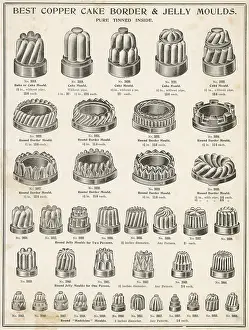 Mould: A selection of copper border and jelly moulds