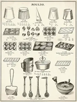 Moulds: A selection of moulds and other kitchen equipment