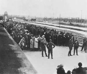 Ramp: Selection on the ramp of the extermination camp of Auschwitz