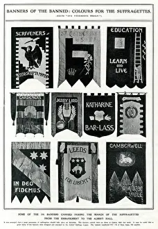 Wspu: Selection of suffragette banners 1908