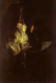 1639: Self-portrait with a Dead Bittern, by Rembrandt