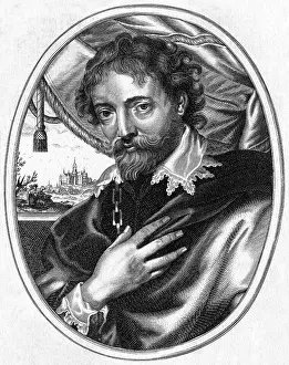 1577: Self-portrait by Rubens, engraved by Moncornet