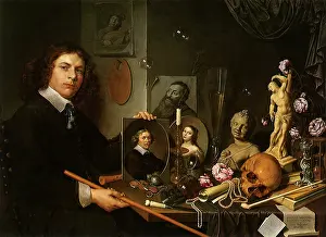 1651: Self Portrait with Vanitas Symbols