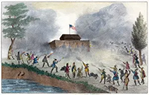 Seminole: Seminole Wars, attack by Seminole Indians, by George Catlin