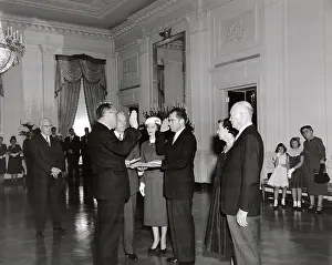 Inaugurations: Sen. William Knowland administers the Oath of Office