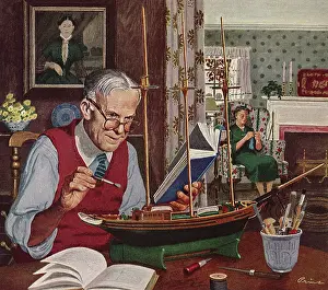 Seniors: Senior Man building Model Ship