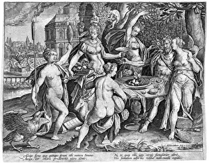 Lute: Five senses. Man entertained by the Five Senses