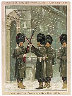 Sentries: A sentry being relieved (Coldstream Guards)