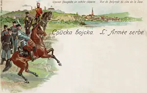 Belgrad: The Serbian Army and a View of Belgrade - Souvenir Postcard