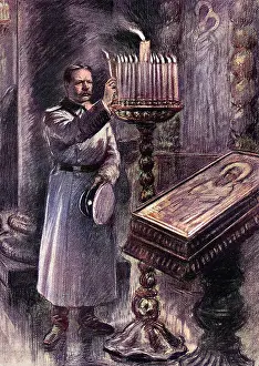 Servian: A Serbian soldier invoking his saints before going to war