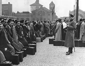 Packed: Sergeant calling conscripts by name, 1937