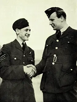 Congratulated: Sergeant Hannah VC and Wing Commander Learoyd VC
