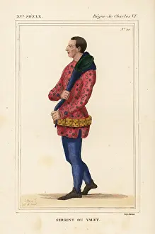 Sergent: Servant or valet, sergent ou valet, in livery 15th century