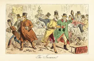 Phiz: Servants, footmen and grooms in greatcoats invading