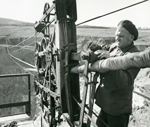 Caernarvonshire: Servicing the Blondin, Penyrorsedd Slate Quarry, North Wales