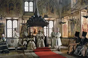 Sceptre: On set of Boris Godunov film at Mosfim Studio, 1986