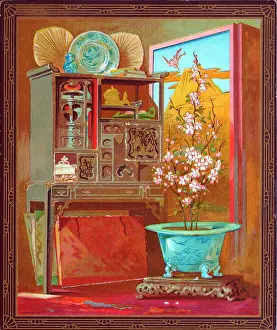Portfolios: Set of oriental items on a greetings card