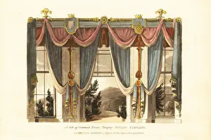 Regency Era: A sett of continued French drapery window curtains, 1811