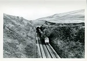 Ribblesdale: Settle-Carlisle Railway - Train emerging from Blea Moor Tunn