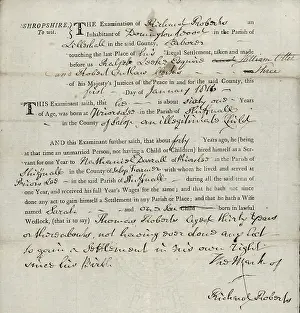 Settlement Examination from Lilleshall, Shropshire