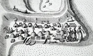 Lapland: Settlement in Russian Lapland showing meat and