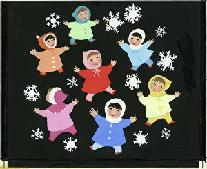 Champness: Seven children with snowflakes