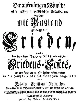 Handbill: Seven Years War 1756 - 1763