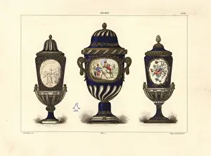 Lids: Three Sevres vases with lids