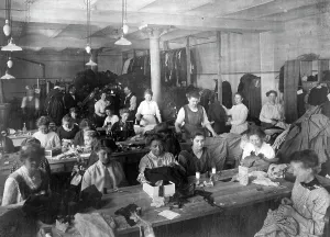 Deprivation: Sewing room in Berlin, 1918