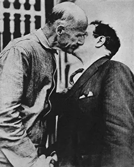 Stedman: Seymour Stedman, and Eugene Debs shake hands and