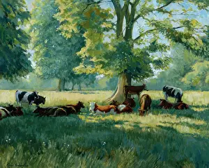 Remington: A Shady Meadow ' Cows under Trees