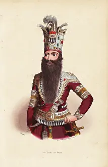 Elaborately: Shah of Persia with long beard and elaborately
