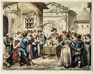 Childish: The shaker player in Rome. Engraving