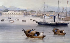 Anchored: Shanghai harbour circa 1875. From a watercolour