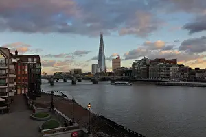 Futurism: The Shard and river Thames, London, England