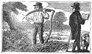 Scythes: Sharpening a scythe blade, c.1800