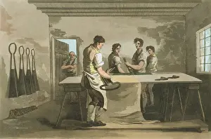 1814: Shearing woollen cloth to remove the nap. From