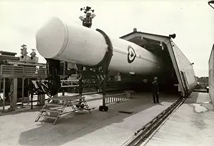 Thor: The shed containing a Thor IRBM rolls back on rails