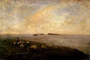Hone: Sheep and A Shepherd by the Sea