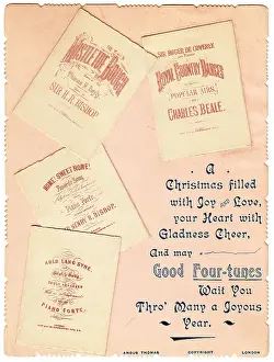 Syne: Sheet music with comic verse on a Christmas card