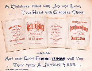Syne: Sheet music with comic verse on a Christmas card