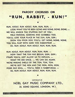 Parody: Sheet music - Run, Adolf, Run, WW2