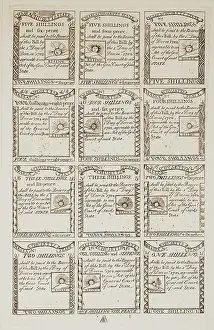 Uncut: Sheet of uncut Massachusetts currency