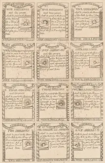 Lcgr1906: Sheet of uncut Massachusetts currency of 5