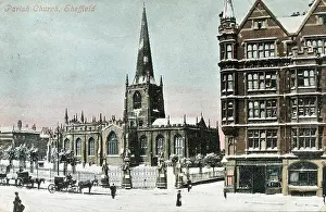 Valentines: Sheffield Cathedral in the snow, South Yorkshire