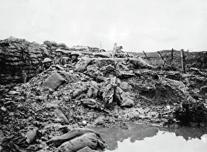 Minenwerfer: Shell hole caused by German bombing, WW1